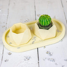 Load image into Gallery viewer, Nine Angels Jesmonite oval trinket tray &amp; mini planter set, pastel yellow