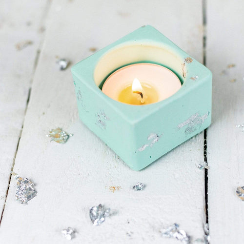 Nine Angels Jesmonite pastel green tea light holder, mini planter
