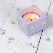 Load image into Gallery viewer, Nine Angels Jesmonite pastel lilac tea light holder, mini planter