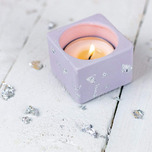 Nine Angels Jesmonite pastel lilac tea light holder, mini planter