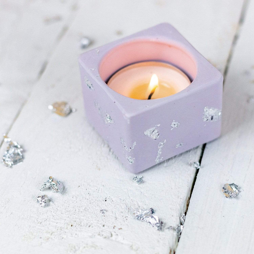 Nine Angels Jesmonite pastel lilac tea light holder, mini planter