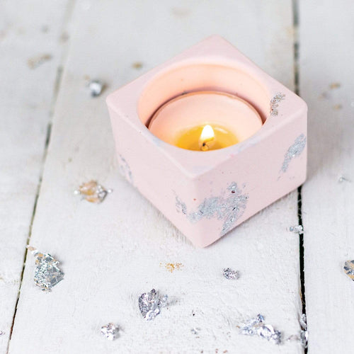 Nine Angels Jesmonite pastel pink tea light holder, mini planter