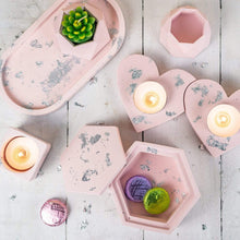 Load image into Gallery viewer, Nine Angels Jesmonite pastel pink tea light holder, mini planter