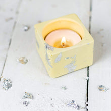 Load image into Gallery viewer, Nine Angels Jesmonite pastel yellow tea light holder, mini planter