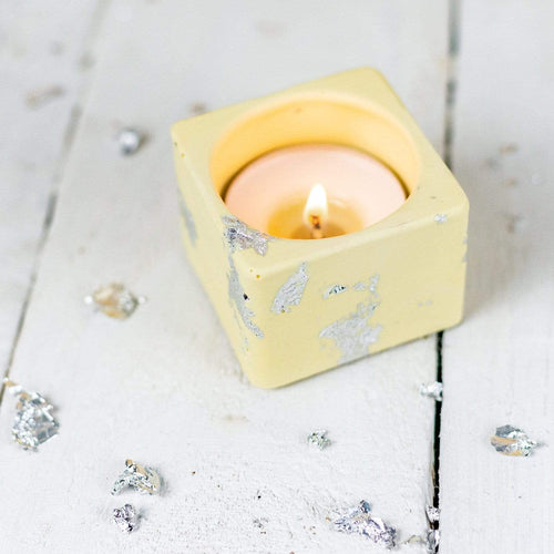 Nine Angels Jesmonite pastel yellow tea light holder, mini planter
