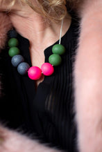 Load image into Gallery viewer, Nine Angels Khaki, neon pink and granite necklace