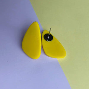Nine Angels Lemon yellow giant triangle stud earrings