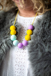 Nine Angels Lemon yellow, lilac & mint adjustable necklace