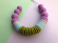 Load image into Gallery viewer, Nine Angels Lilac, grey, ice blue &amp; olive statement necklace