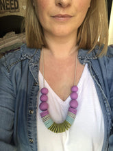 Load image into Gallery viewer, Nine Angels Lilac, grey, ice blue &amp; olive statement necklace
