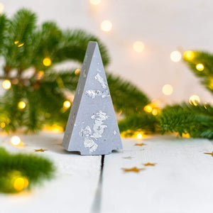 Nine Angels Lilac Pastel and silver leaf jesmonite Christmas tree ornaments