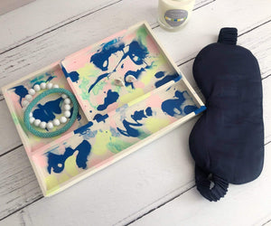 Nine Angels Marbled jesmonite desk/dressing table organiser