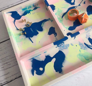 Nine Angels Marbled jesmonite desk/dressing table organiser