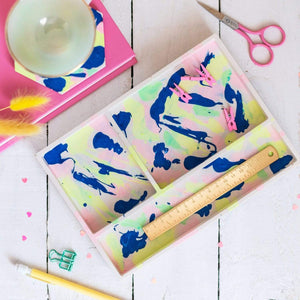 Nine Angels Marbled jesmonite desk/dressing table organiser