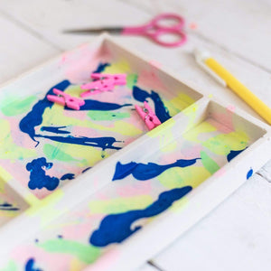 Nine Angels Marbled jesmonite desk/dressing table organiser