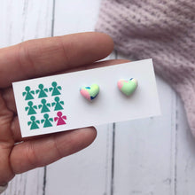 Load image into Gallery viewer, Nine Angels Marbled tie-dye jesmonite heart stud earrings