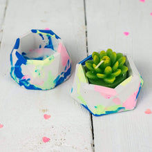 Load image into Gallery viewer, Nine Angels Marbled tie-dye jesmonite mini planters, 2 tiny succulent planters