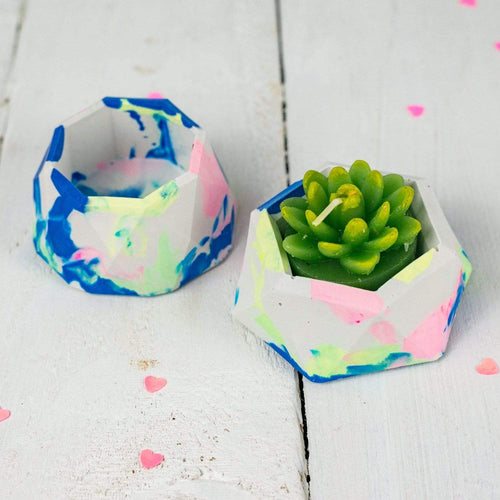 Nine Angels Marbled tie-dye jesmonite mini planters, 2 tiny succulent planters