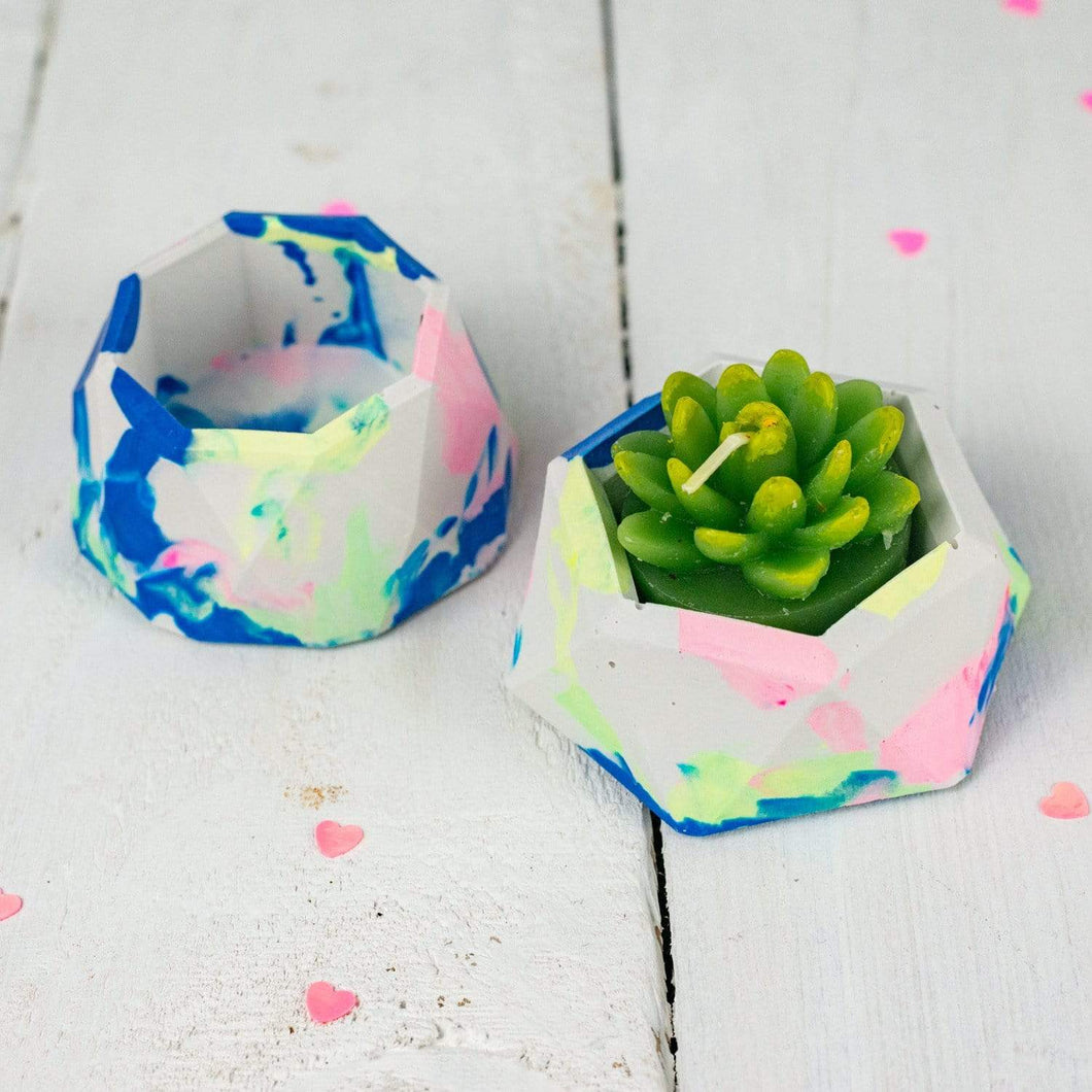 Nine Angels Marbled tie-dye jesmonite mini planters, 2 tiny succulent planters