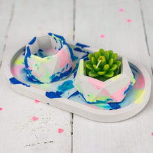 Load image into Gallery viewer, Nine Angels Marbled tie-dye jesmonite mini planters, 2 tiny succulent planters