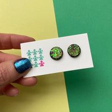 Load image into Gallery viewer, Nine Angels Mermaid green glittery stud earrings
