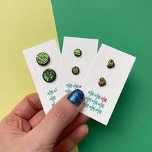 Load image into Gallery viewer, Nine Angels Mermaid green glittery stud earrings
