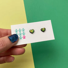 Load image into Gallery viewer, Nine Angels Mermaid green glittery stud earrings