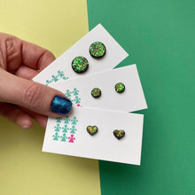 Load image into Gallery viewer, Nine Angels Mermaid green glittery stud earrings