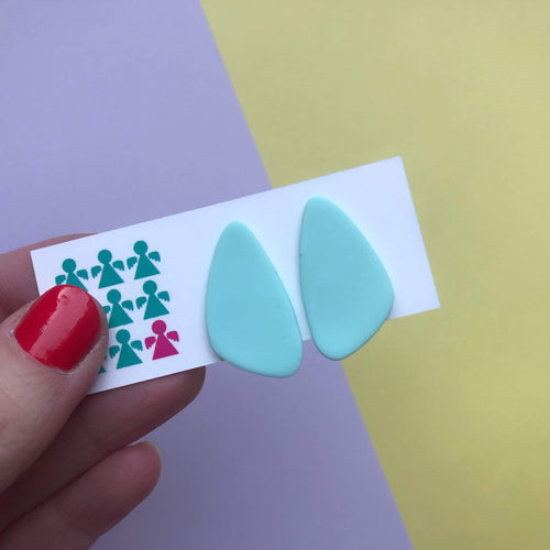 Nine Angels Mint giant triangle stud earrings