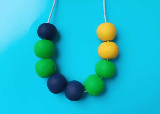 Nine Angels Navy, green and yellow necklace