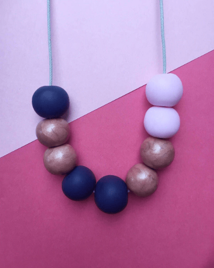 Nine Angels Navy, rose and pink necklace