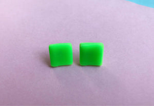 Nine Angels Neon green geometric earrings