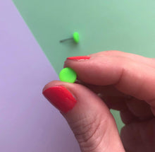Load image into Gallery viewer, Nine Angels Neon green mini circle earrings