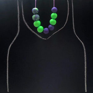 Nine Angels Neon green & purple polymer clay necklace