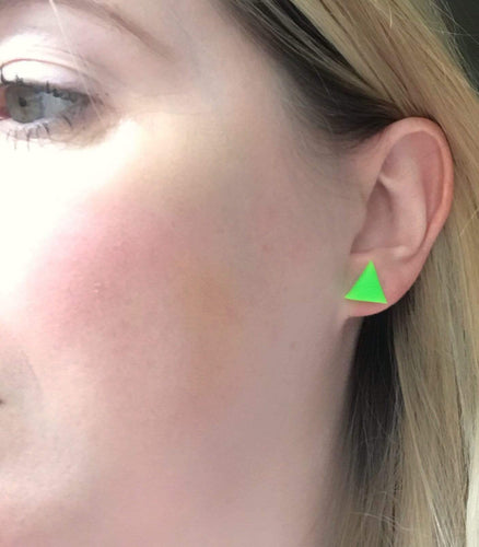 Nine Angels Neon green triangle earrings