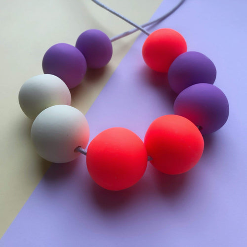 Nine Angels Neon orange, lilac & vanilla adjustable necklace
