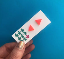 Load image into Gallery viewer, Nine Angels Neon orange triangle earrings
