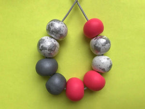 Nine Angels Neon pink & silver statement necklace