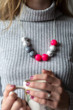 Load image into Gallery viewer, Nine Angels Neon pink &amp; silver statement necklace