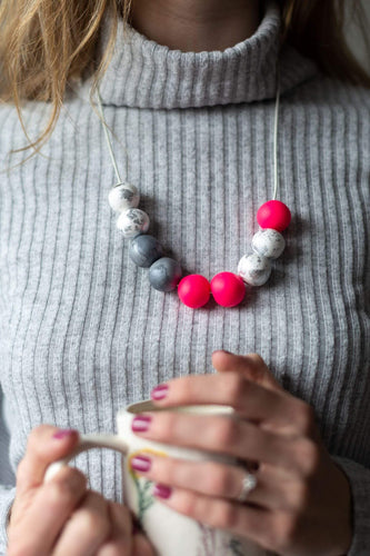 Nine Angels Neon pink & silver statement necklace