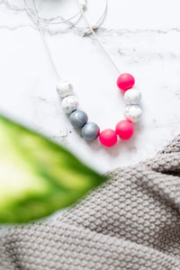 Nine Angels Neon pink & silver statement necklace