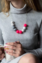 Load image into Gallery viewer, Nine Angels Neon pink &amp; silver statement necklace