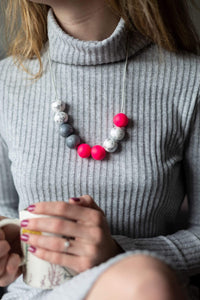Nine Angels Neon pink & silver statement necklace