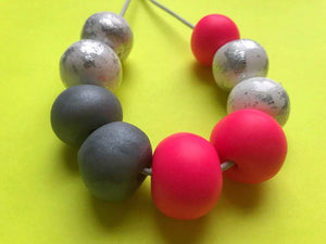 Nine Angels Neon pink & silver statement necklace
