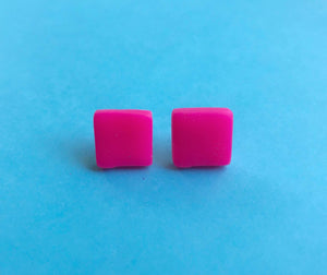 Nine Angels Neon pink square earrings