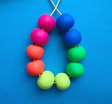 Load image into Gallery viewer, Nine Angels Neon rainbow clay bead necklace
