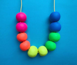 Nine Angels Neon rainbow clay bead necklace