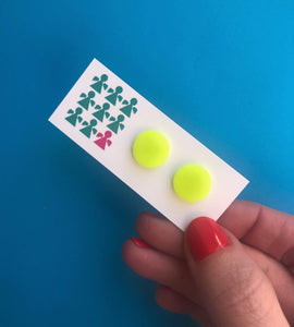Nine Angels Neon yellow circle earrings