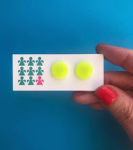 Load image into Gallery viewer, Nine Angels Neon yellow circle earrings