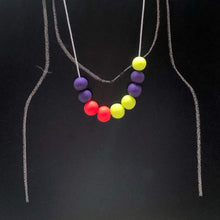 Load image into Gallery viewer, Nine Angels Neon yellow, orange &amp; purple clay necklace